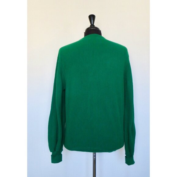 Vintage Izod Lacoste Knit Cardigan Sweater Acrylic Green SZ Large - Picture 3 of 7